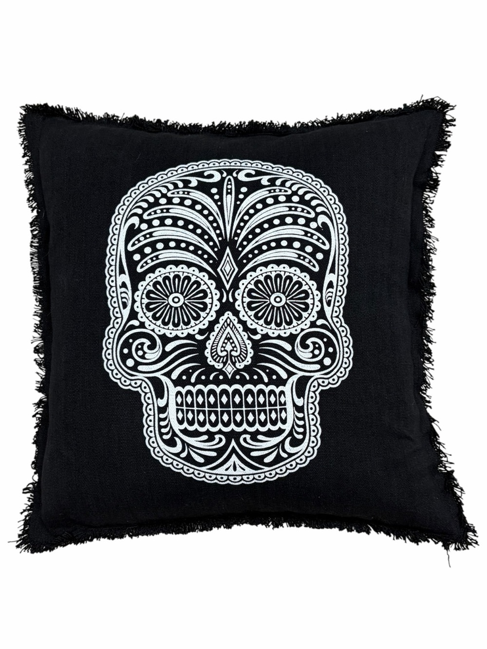 Black White Sugar Skull Throw Pillow 20x20 Duck Feather Pillow Halloween